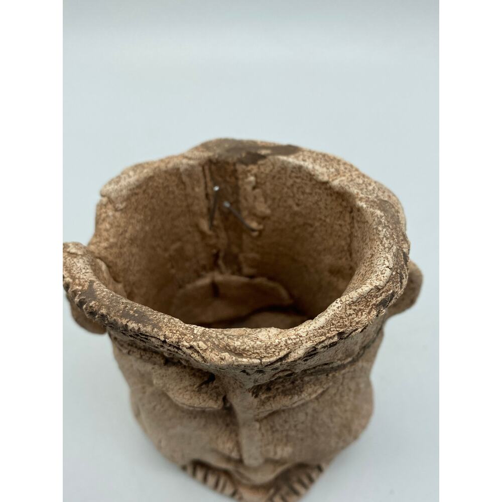 Vintage Studio Pottery Jar Holder Man face Handmade Dad Gift Wall pocket signed - Picture 5 of 9